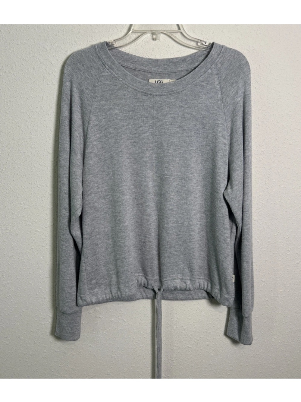 UGG Gable Loungewear Top Gray Knit Fabric Drawstring Hem Women’s Medium
